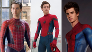 Tobey Maguire, Tom Holland e Andrew Garfield como Homem-Aranha (Foto: Reprodução)