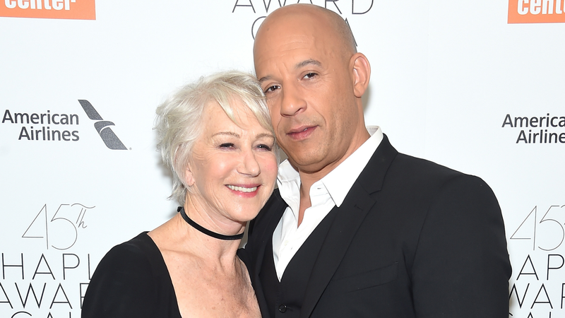 Helen Mirren e Vin Diesel (Foto: Jamie McCarthy / Getty Images)