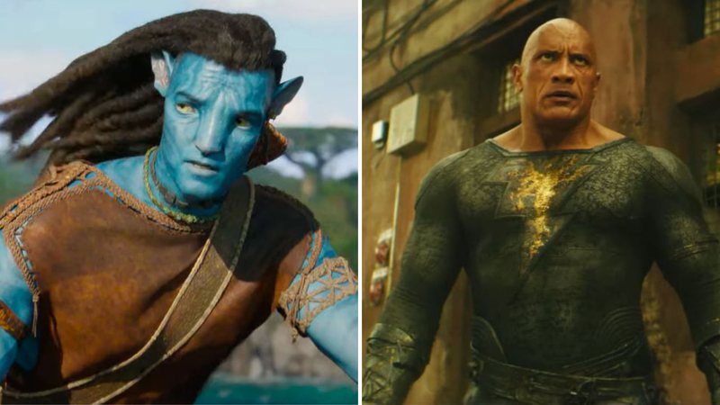 Avatar 2 (Foto: Reprodução/20th Century Studios) e Dwayne Johnson em Adão Negro, da DC (Foto: Divulgação/DC)