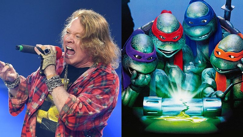 Axl Rose e Tartarugas Ninjas (Foto 1: Mark Allan/AP | Foto 2: Reprodução)