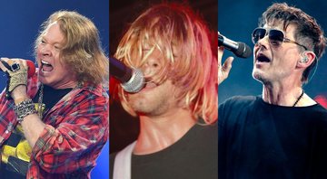 Axl Rose, Kurt Cobain e Morten Harket (Foto 1: Mark Allan/AP | Foto 2: Kevin Estrada / MediaPunch / IPX| Foto 3: Torsten Gadegast/Geisler-Fotopre)