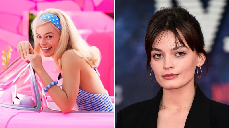 Margot Robbie como Barbie (Foto: Reprodução / Twitter) e Emma Mackey (Foto: Eamonn M. McCormack / Correspondente)