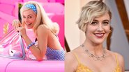 Margot Robbie como Barbie (Foto: Reprodução / Twitter) e Greta Gerwig (Foto: Frazer Harrison/Getty Images)