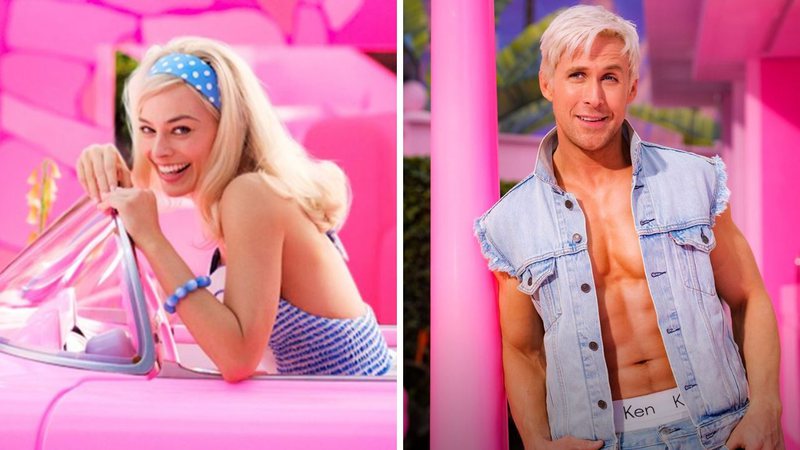 Margot Robbie como Barbie (Foto: Reprodução / Twitter) e Ryan Gosling como Ken (Foto: Divulgação/Warner Bros.)