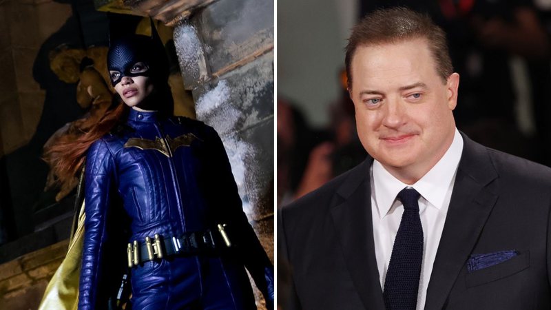 Leslie Grace como Batgirl (Foto: Divulgação / Warner) e Brendan Fraser (Foto: Vittorio Zunino Celotto/Getty Images)