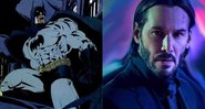 Batman em O Longo Dia das Bruxas / John Wick (Montagem: Reprodução / DC Comics / Lionsgate)