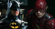 Michael Keaton em Batman / Ezra Miller em Liga da Justiça (foto: reprodução/ Warner)