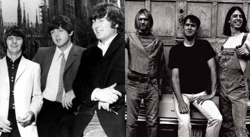 Montagem com os Beatles (AP Images) e Nirvana (Anton Corbijn/Divulgação)