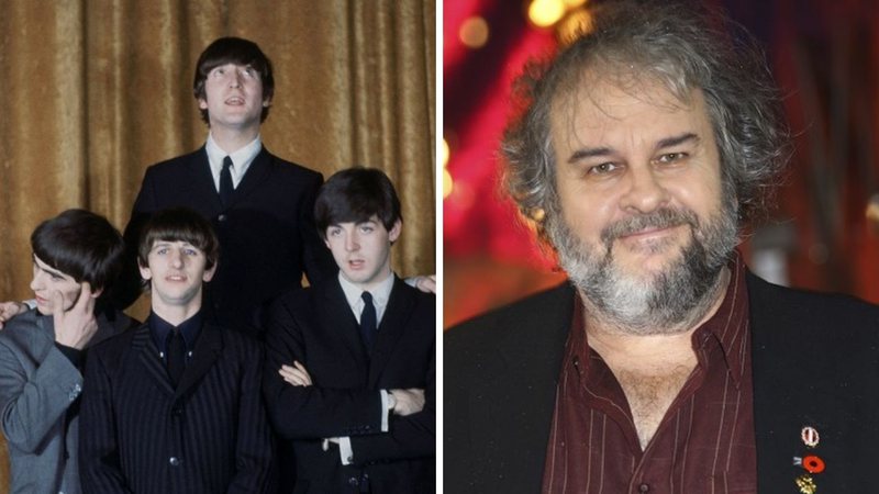 Os Beatles (Foto: Apple Corps Ltd 2009) e Peter Jackson na estreia de Máquinas Mortais, em Londres (Foto: Joel C Ryan/Invision/AP)