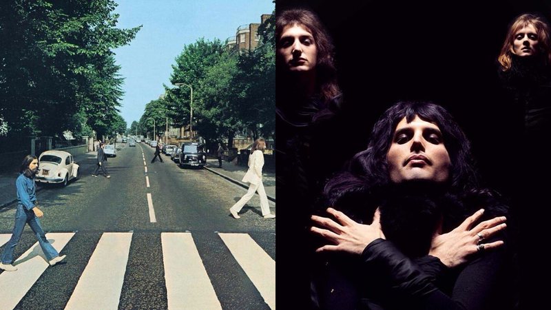 Capas de Abbey Road, dos Beatles, e Queen II, do Queen (Foto: Reprodução/Instagram)