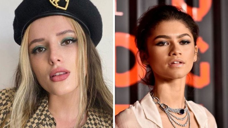 Bella Thorne nas redes sociais (Foto: Reprodução/Instagram) e Zendaya (Foto: Steven Ferdman/Getty Images)