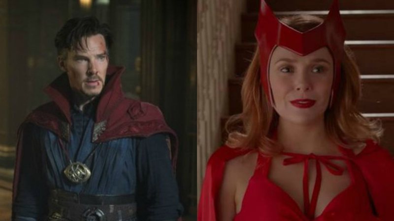 Benedict Cumberbatch em Doutor Estranho (Foto: Reprodução / BBC) e Elizabeth Olsen em WandaVision (Foto: Reprodução)