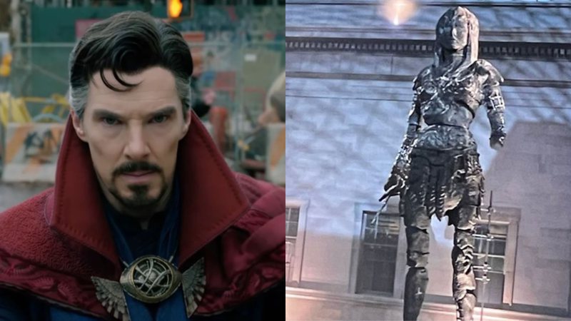 Benedict Cumberbatch como Doutor Estranho e Estátua de Xena, a Princesa Guerreira (Foto: Divulgação / Marvel)