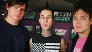 Blink-182 com Tom DeLonge, Travis Barker e Mark Hoppus (Foto: Bruno Vincent / Equipe)