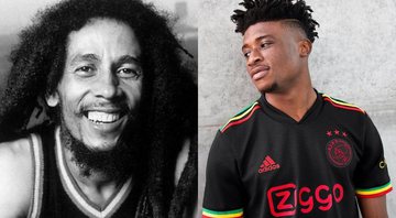 Bob Marley (Foto: Reprodução / Multishow) e uniforme do Ajax (Foto: Divulgação / Ajax)