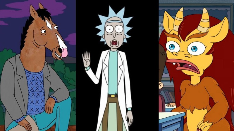 BoJack Horseman, Rick and Morty e Big Mouth (Foto 1: Divulgação/ Foto 2: Reprodução/ Foto 3: Divulgação)