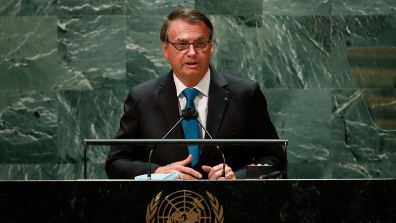 Jair Bolsonaro em discurso na ONU nesta terça, 21 (Foto: Eduardo Munoz-Pool/Getty Images)