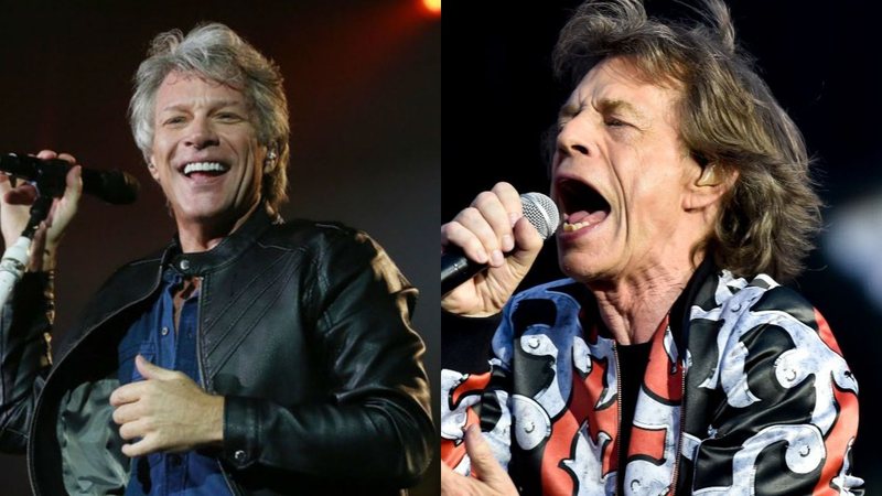 Jon Bon Jovi (foto: Ricardo Matsukawa/ Mercury Concerts) e Mick Jagger, dos Rolling Stones (Foto: Vit Simanek / AP Images)