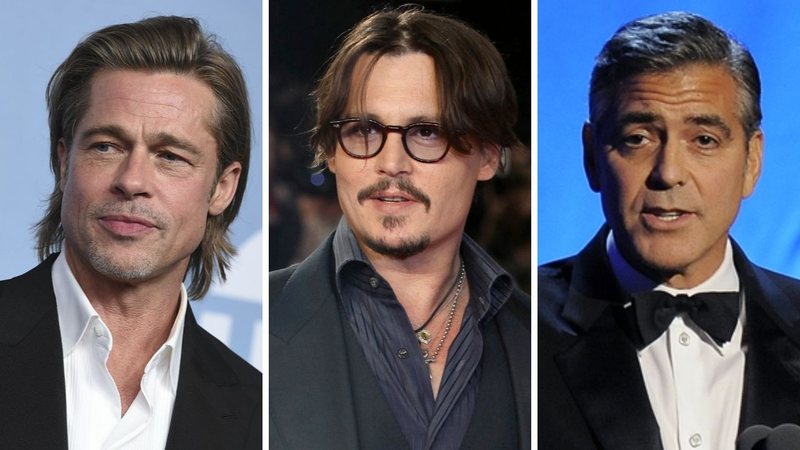 Brad Pitt, Johnny Depp e Clooney (Foto 1: Jordan Strauss / Invision / AP; Foto 2: AP / Joel Ryan / File e Foto 3: AP)