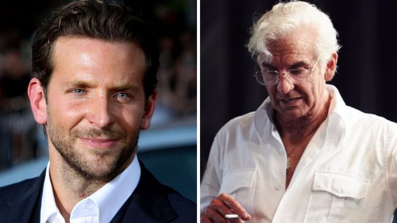 Bradley Cooper (Foto: Frazer Harrison / Getty Images) e ator caracterizado como Leonard Bernstein (Foto: Divulgação)