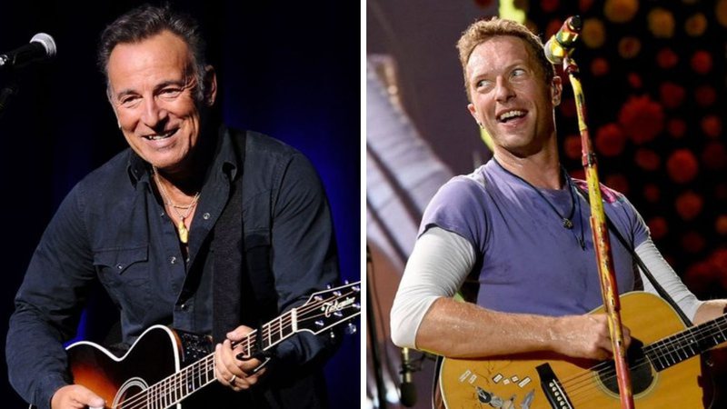 Bruce Springsteen (Foto: Ilya S. Savenok/Getty Images) e Chris Martin, do Coldplay (Foto: Kevin Winter / Getty Images)