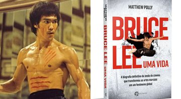 Bruce Lee em Operação Dragão (Foto: Reprodução) / Capa de Bruce Lee: Uma Vida (Foto: Divulgação/Editora Seoman)