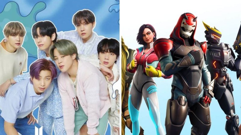 BTS em Map Of The Soul 7: The Journey (Foto: Divulgação) e Fortnite (Foto: Divulgação / Epic Games)