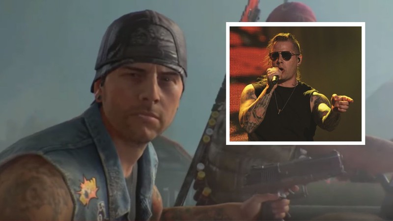 M Shadows, do Avenged Sevenfold, em Call of Duty (Foto 1: Reprodução / Youtube e Foto 2: Allan Vilela / Estácio / Divulgação)