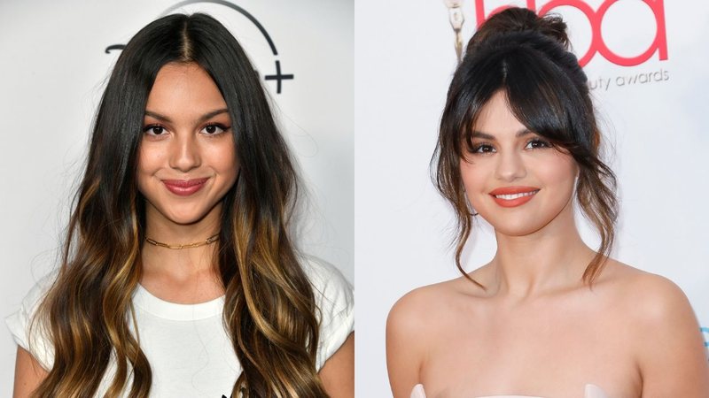 Cantora Olivia Rodrigo a esquerda (Foto: Frazer Harrison/Getty Images) e cantora Selena Gomez a direita (Foto: Tibrina Hobson/Getty Images)