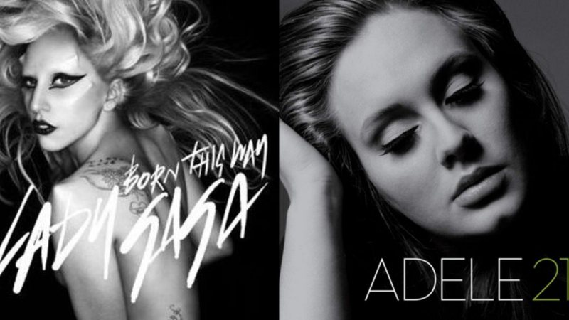 Capa do disco Born This Way da Lady Gaga (Foto: Divulgação) e capa do disco 21 da Adele (Foto: Divulgação)