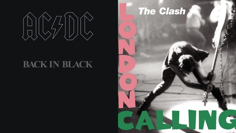 Capa dos discos Back in Black, do AC/DC, e London Calling, do The Clash (Fotos: Reproducao via Rolling Stone EUA)