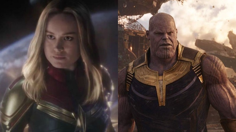 Capitã Marvel e Thanos (Foto 1: Reprodução/ Foto 2: Reprodução)