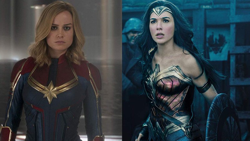 Capitã Marvel e Mulher Maravilha (Foto 1: Marvel Studios/Divulgação | Foto 2: Warner Bros/Divulgação)