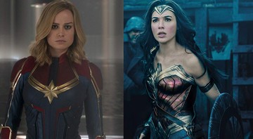 Capitã Marvel e Mulher Maravilha (Foto 1: Marvel Studios/Divulgação | Foto 2: Warner Bros/Divulgação)