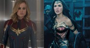 Capitã Marvel e Mulher Maravilha (Foto 1: Marvel Studios/Divulgação | Foto 2: Warner Bros/Divulgação)