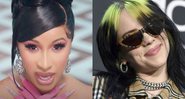 Cardi B no clipe de 'WAP' (Foto: reprodução/ Youtube) e Billie Eilish (Foto: Jordan Strauss/Invision/AP)