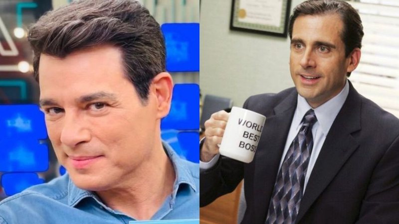 Celso Portiolli (Foto: Reprodução / Instagram) e Steve Carell como Michael Scott em The Office (Foto: Reprodução/ Comedy Central)