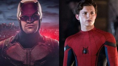 Tom Holland como Homem-Aranha (foto: reprodução Sony/Marvel) e Charlie Cox como Demolidor (foto: reprod./ Netflix)