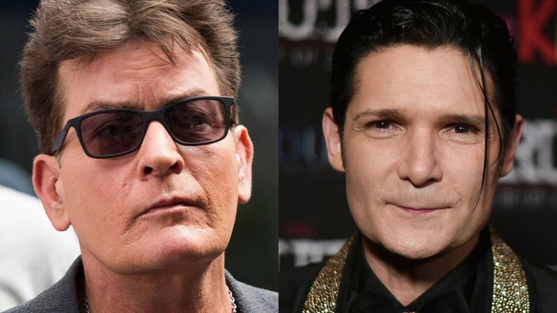 Charlie Sheen (Foto:Charles Sykes/Invision/AP) e Corey Feldman (Foto: Richard Shotwell/Invision/AP)