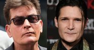 Charlie Sheen (Foto:Charles Sykes/Invision/AP) e Corey Feldman (Foto: Richard Shotwell/Invision/AP)