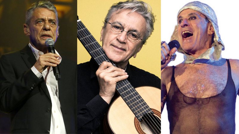 Chico Buarque, Caetano Veloso e Ney Matogrosso (montagem/ Divulgação)