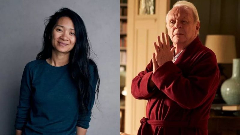 Chloé Zhao (Foto: Divulgação / Taylor Jewell / Invision / AP) / Anthony Hopkins em Meu Pai (Foto: Divulgação/Lionsgate)