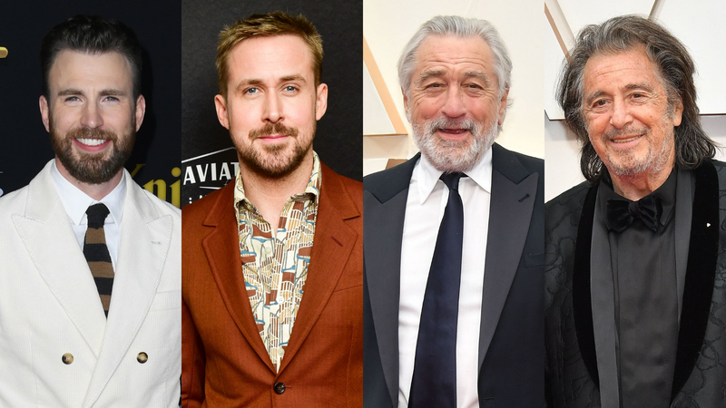 Chris Evans (Foto: Jon Kopaloff / Getty Images) │Ryan Gosling (Foto: Rodin Eckenroth / Getty Images) │Robert De Niro e Al Pacino (Foto: Amy Sussman / Getty Images)