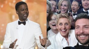 Chris Rock no Oscar 2016 (Foto: Reprodução) e Selfie das celebridades no Oscar 2014 (Foto: Reprodução)