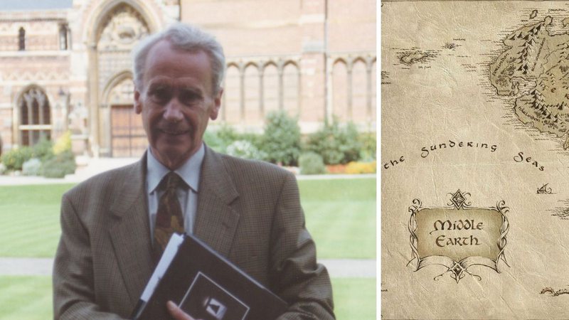 Christopher Tolkien desenhou o mapa da Terra Média (Foto 1: Reprodução/ Twitter/ Foto 2: Reprodução)