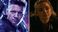 Jeremy Renner como Gavião Arqueiro em Vingadores  (Foto: Divulgação) | Florence Pugh em Viúva Negra (Foto: Reprodução /Twitter)