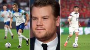 Harry Kane (Foto: Matthias Hangst/Getty Images), James Corden (Foto: Ian Gavan/Getty Images) e Christian Pulisic (Foto: Stu Forster/Getty Images)