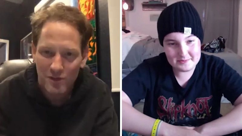 Corey Taylor e Trevor, fã do Slipknot (Foto: Reprodução/YouTube)