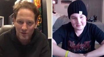 Corey Taylor e Trevor, fã do Slipknot (Foto: Reprodução/YouTube)