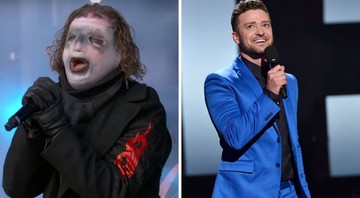 Corey Taylor e Justin TImberlake (Fotos: Reprodução/ Jimmy Kimmel Live/ Youtube e John Shearer/AP)